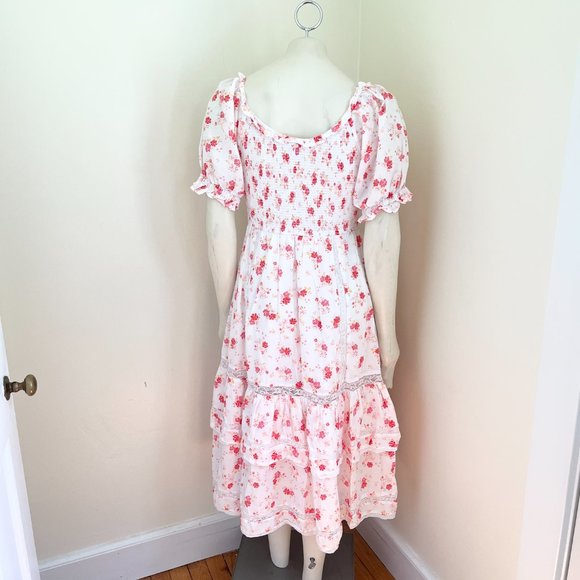 LOVESHACKFANCY X Target Floral Tiered Cosette Midi Dress Peasant Cottage SZ M - Picture 10 of 12